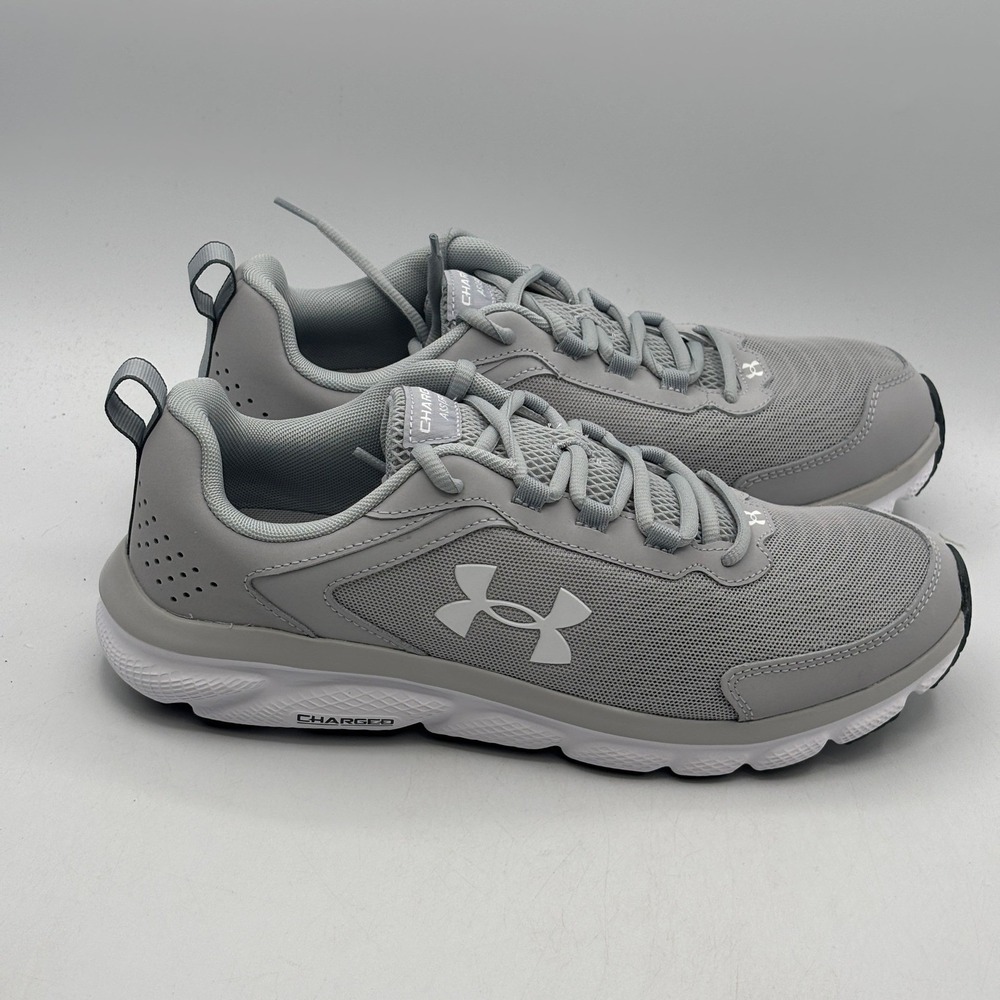Under Armour Charged Assert 9 Shoes Mens Size 10 Grey White Running 3024590-101